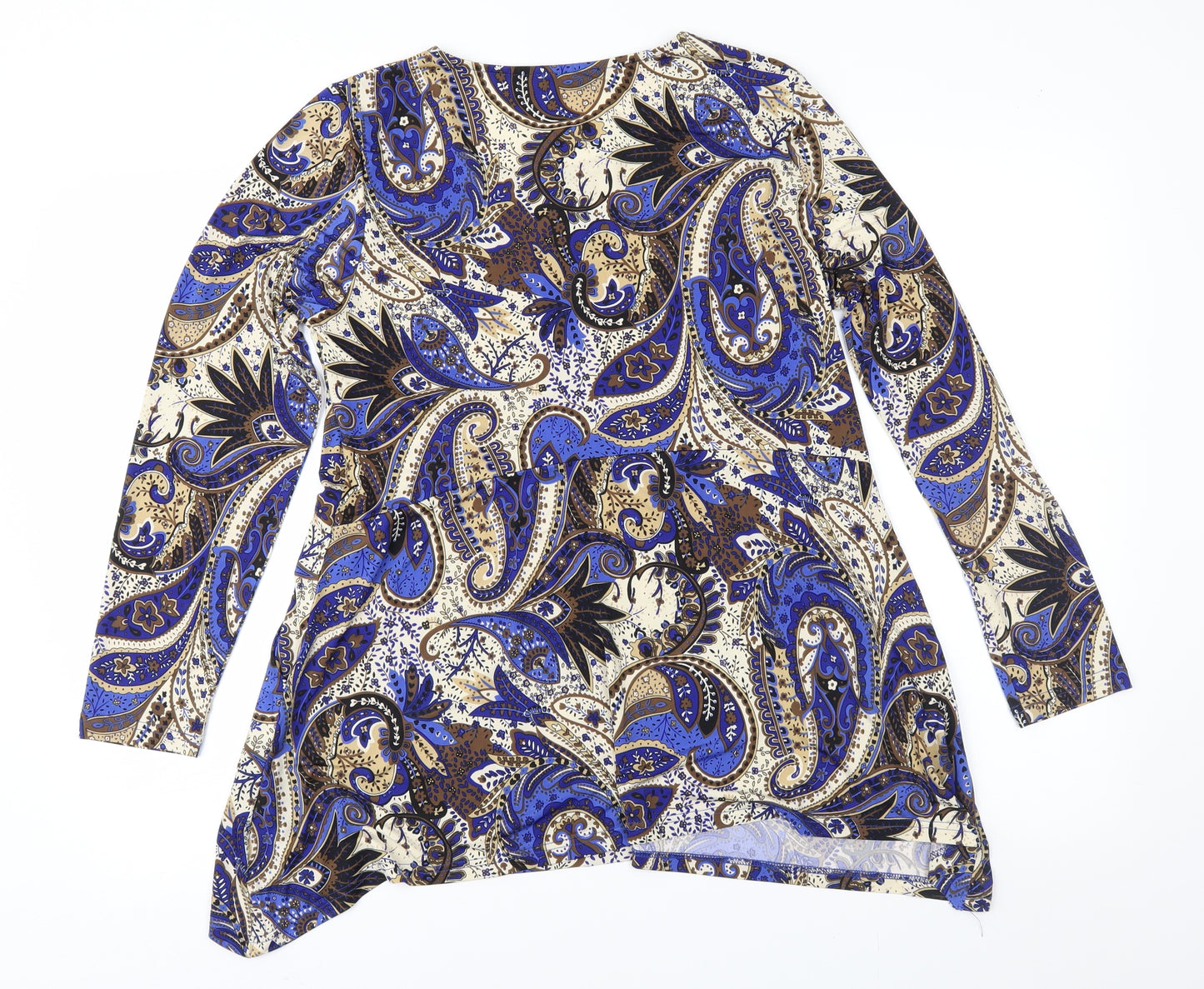 Klass Womens Blue Paisley  Basic Blouse Size M