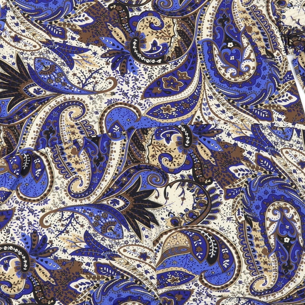 Klass Womens Blue Paisley  Basic Blouse Size M