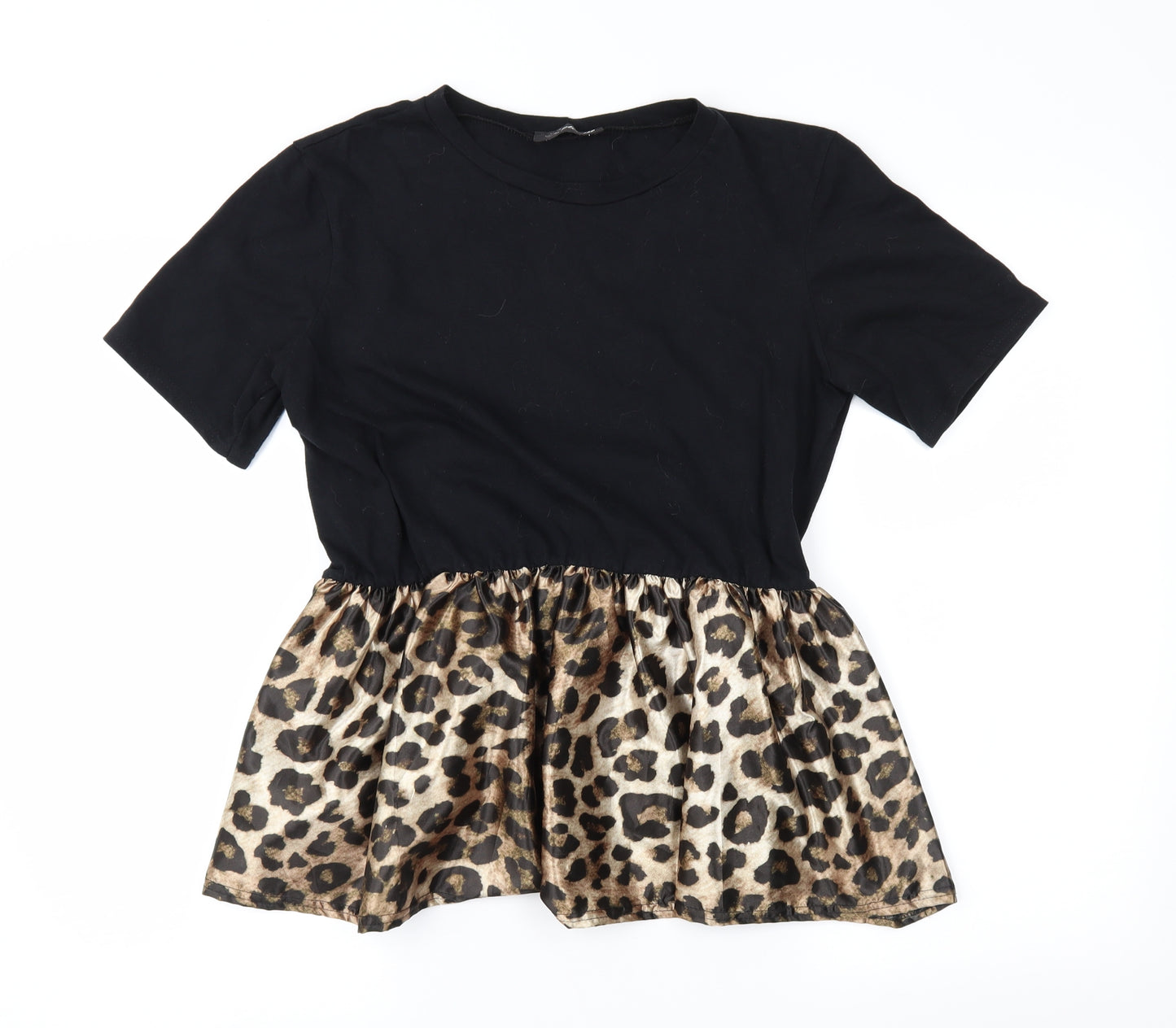Stylewise Womens Black Animal Print  Basic Blouse Size L