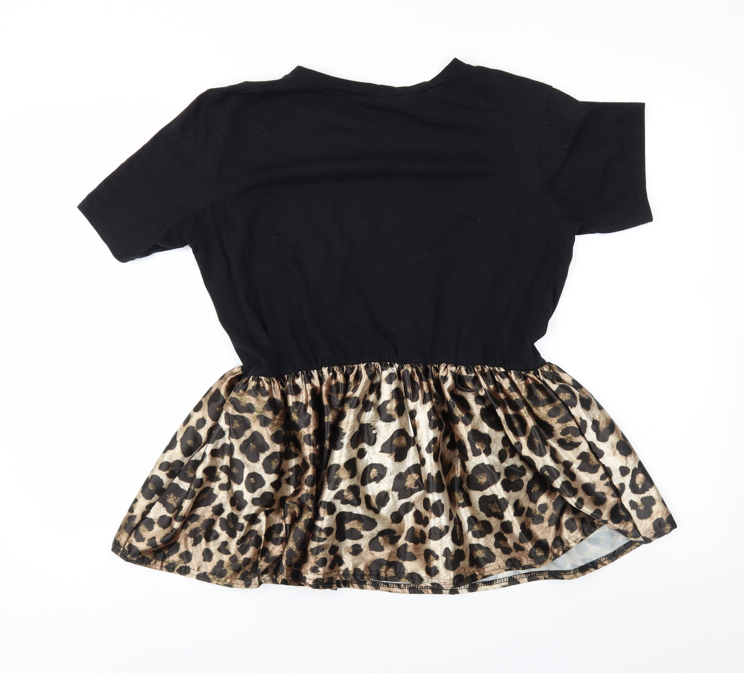 Stylewise Womens Black Animal Print  Basic Blouse Size L