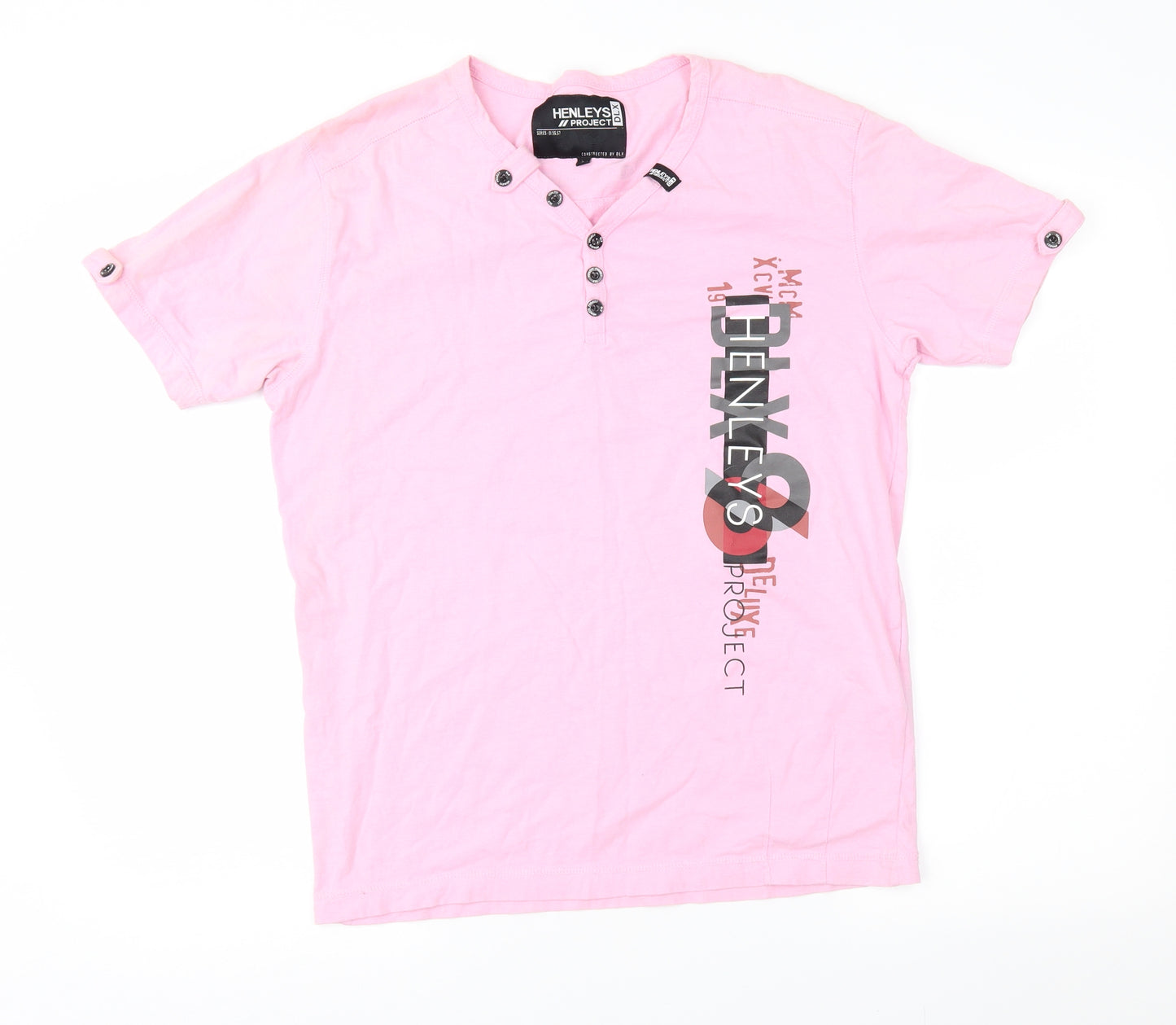 Henleys Mens Pink    Button-Up Size M