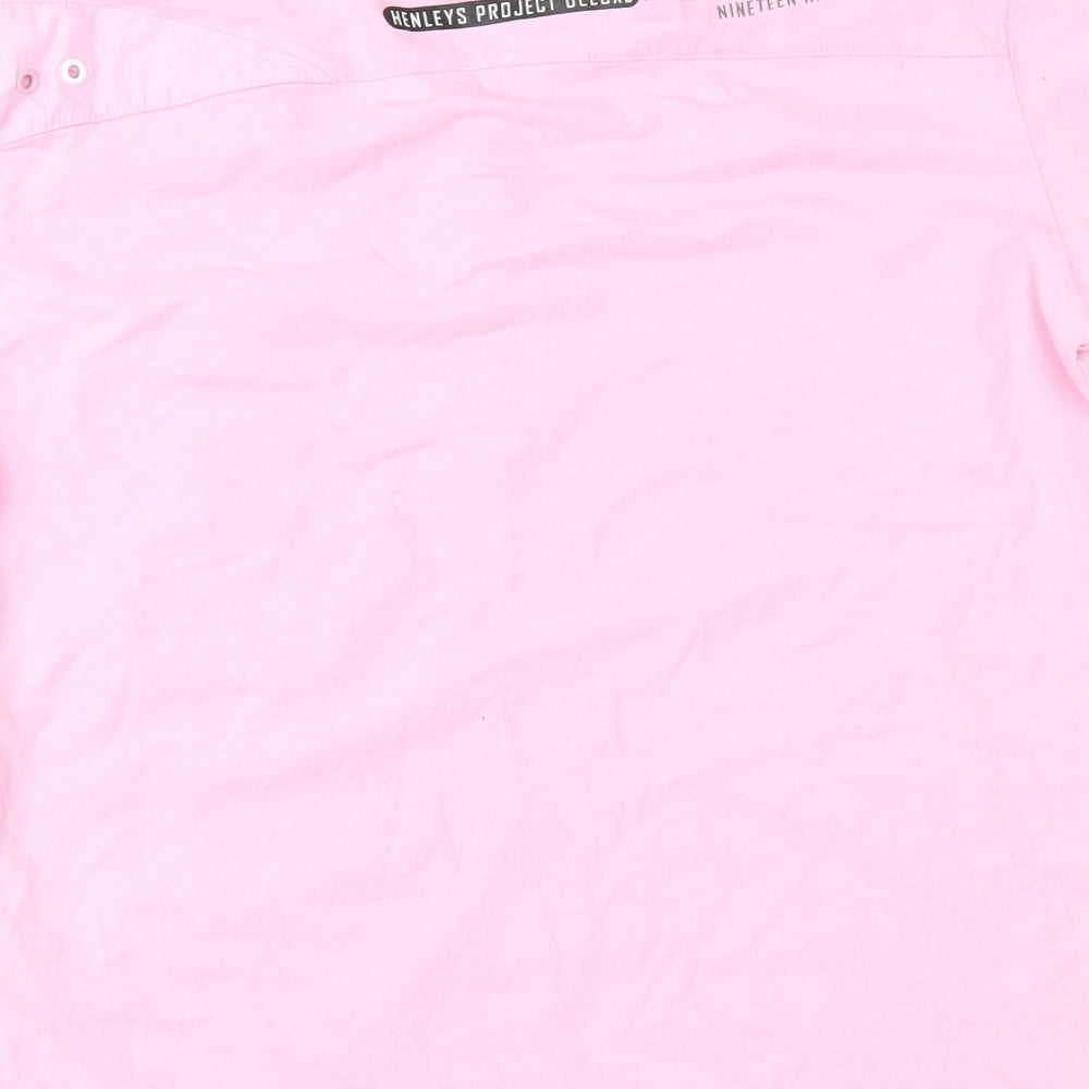 Henleys Mens Pink    Button-Up Size M