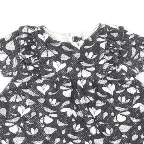 Zara Girls Grey Floral  Fit & Flare  Size 6-9 Months