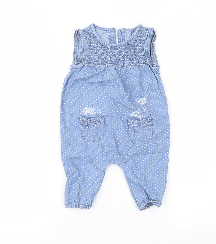 George Girls Blue Polka Dot Romper One-Piece Size 3-6 Months