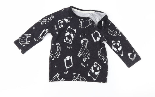 Front view of George Baby Grey Geometric Basic T-Shirt, size 3-6, Months