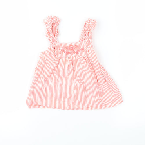Nutmeg Girls Pink Striped  Pinafore/Dungaree Dress  Size 6-9 Months