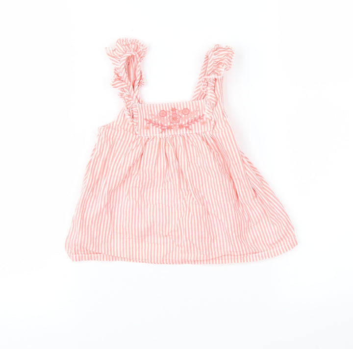 Nutmeg Girls Pink Striped  Pinafore/Dungaree Dress  Size 6-9 Months