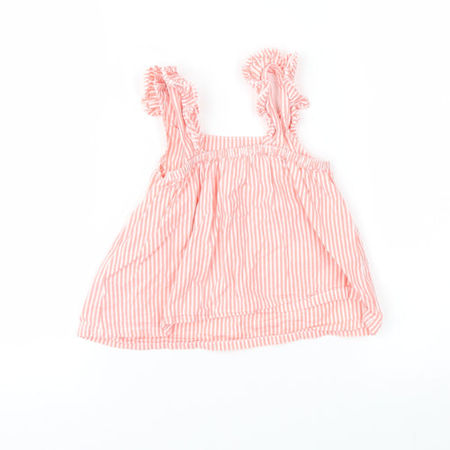 Nutmeg Girls Pink Striped  Pinafore/Dungaree Dress  Size 6-9 Months