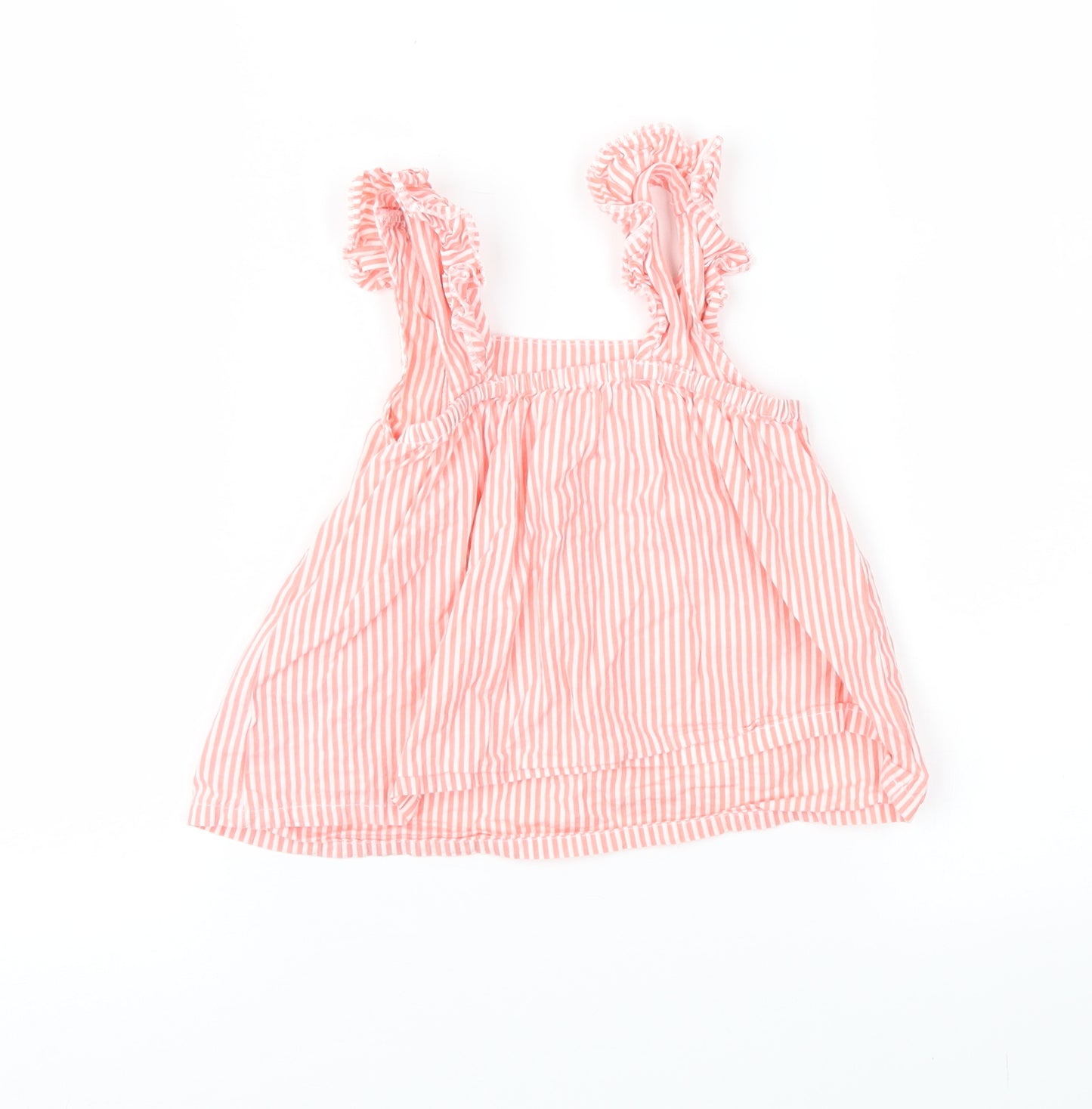 Nutmeg Girls Pink Striped  Pinafore/Dungaree Dress  Size 6-9 Months