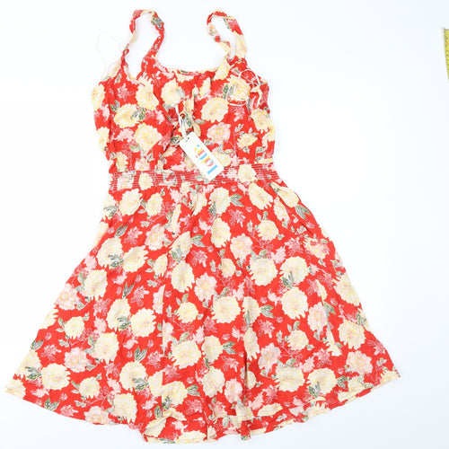 Lottie Womens Red Floral  Fit & Flare  Size 10