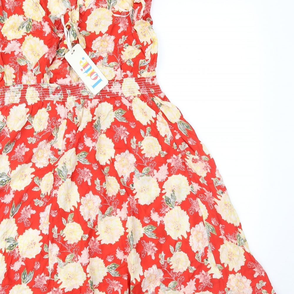 Lottie Womens Red Floral  Fit & Flare  Size 10