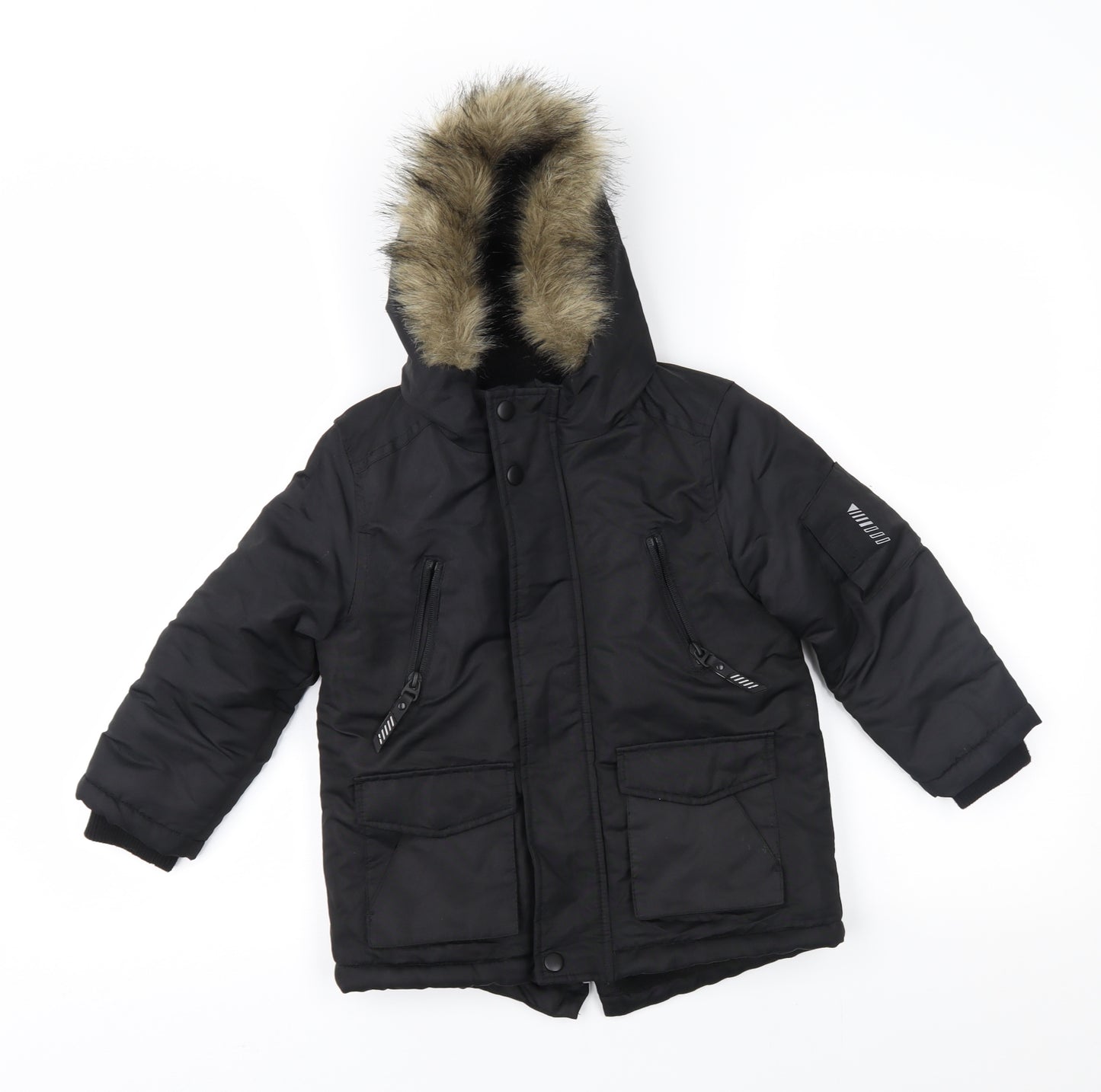 Primark Boys Black   Parka Coat Size 4-5 Years