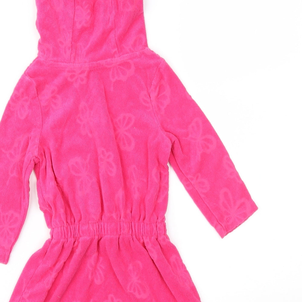 Nutmeg Girls Pink Geometric Terry Jacket  Size 12-18 Months