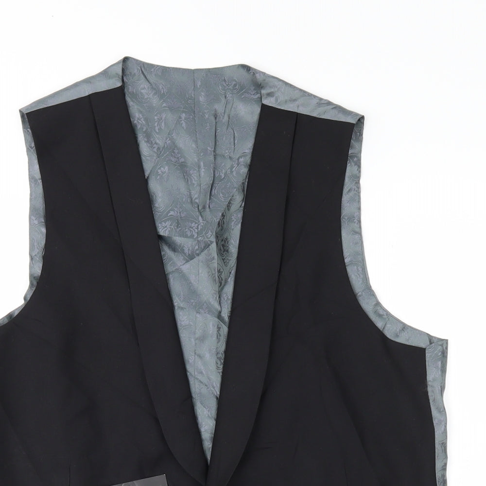 Red Herring Mens Black   Jacket Suit Waistcoat Size 38