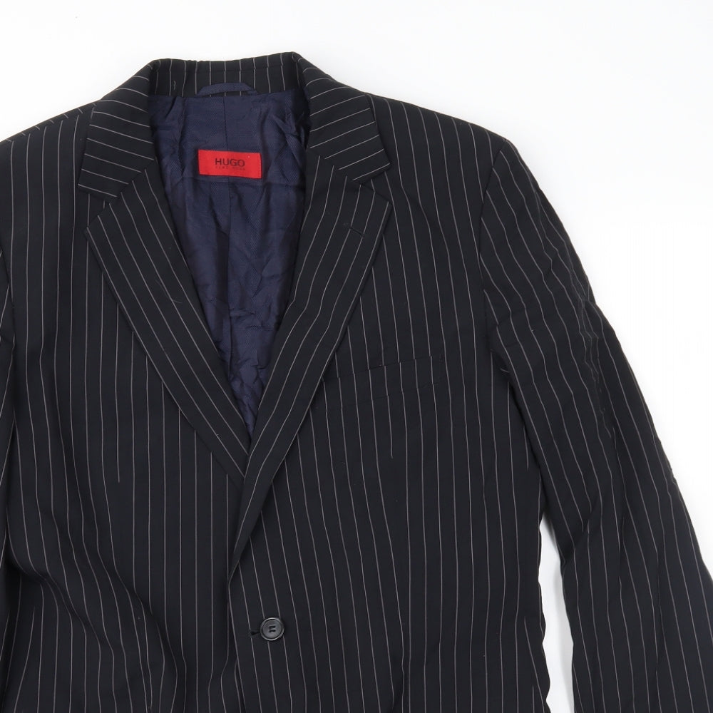 HUGO BOSS Mens Blue Striped  Jacket Suit Jacket Size 42