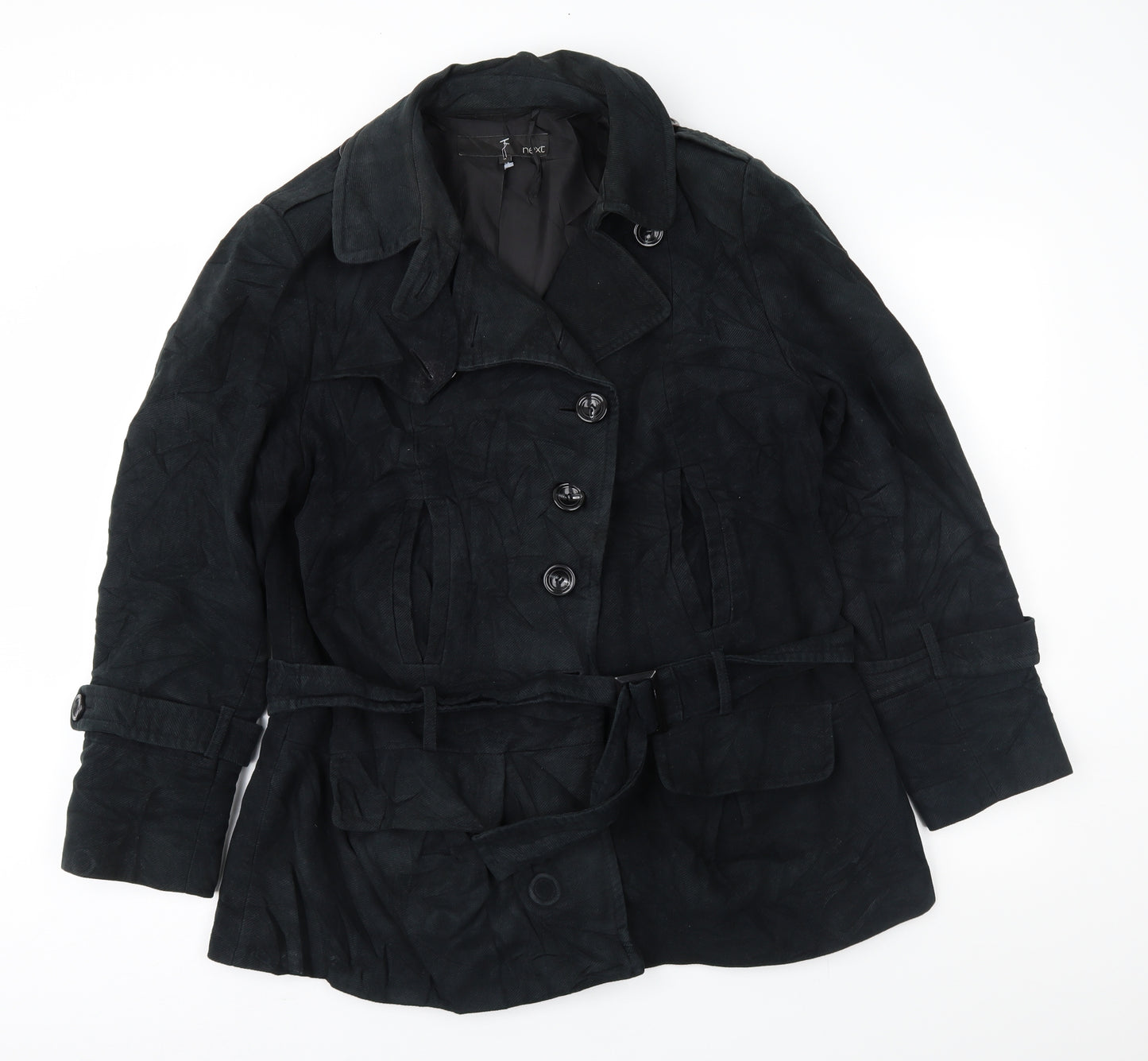 NEXT Womens Black  Corduroy Pea Coat Coat Size 18