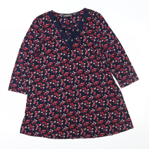 Bonmarché Womens Blue Floral  A-Line  Size 12