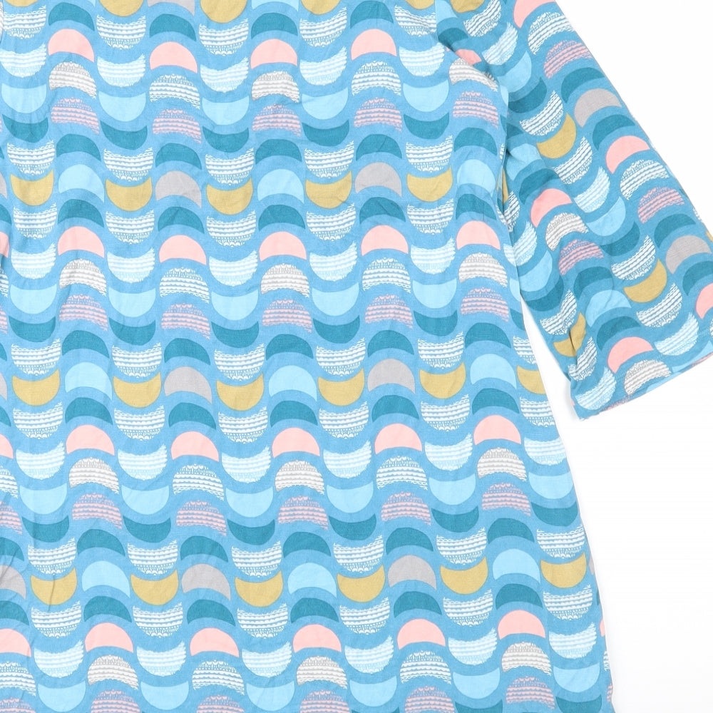 Lily & Me Womens Blue Geometric Jersey A-Line  Size 10