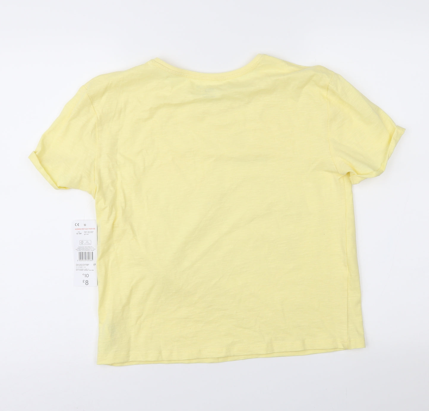 F&F Girls Yellow   Basic T-Shirt Size 13-14 Years