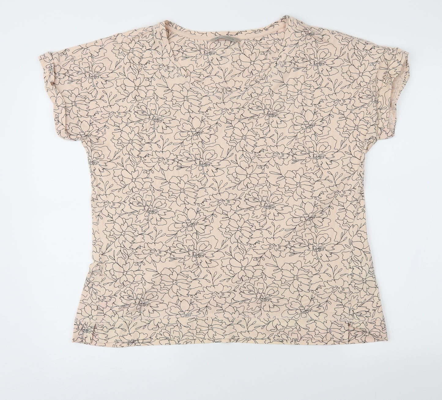 Marks and Spencer Womens Pink Geometric  Basic T-Shirt Size 16