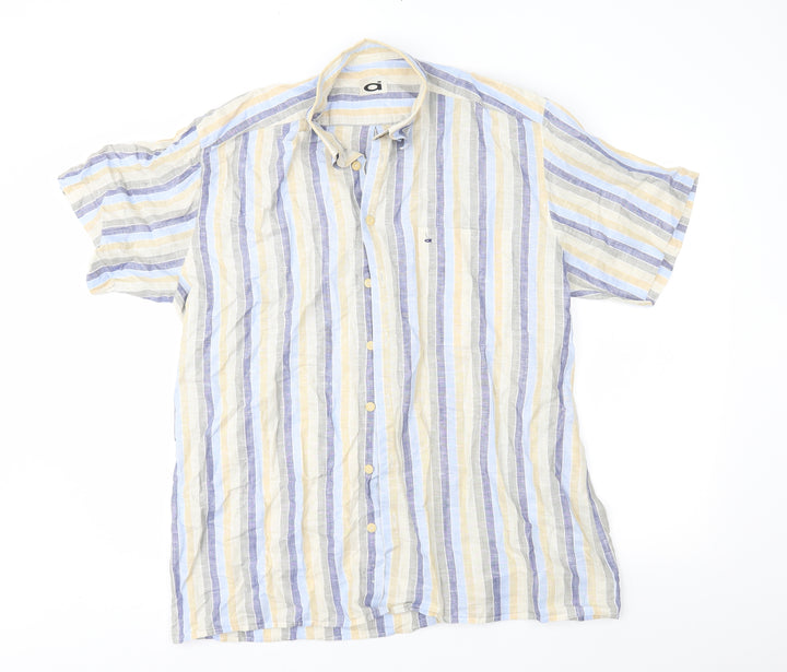 ai Mens Beige Striped Button-Up Size 42
