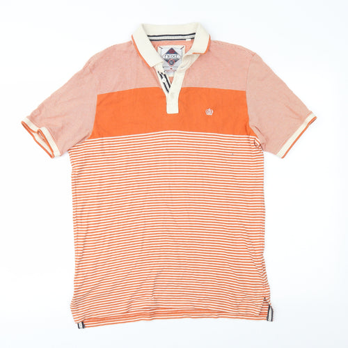 NEXT Mens Orange Striped   Polo Size M