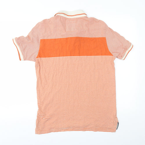 NEXT Mens Orange Striped   Polo Size M