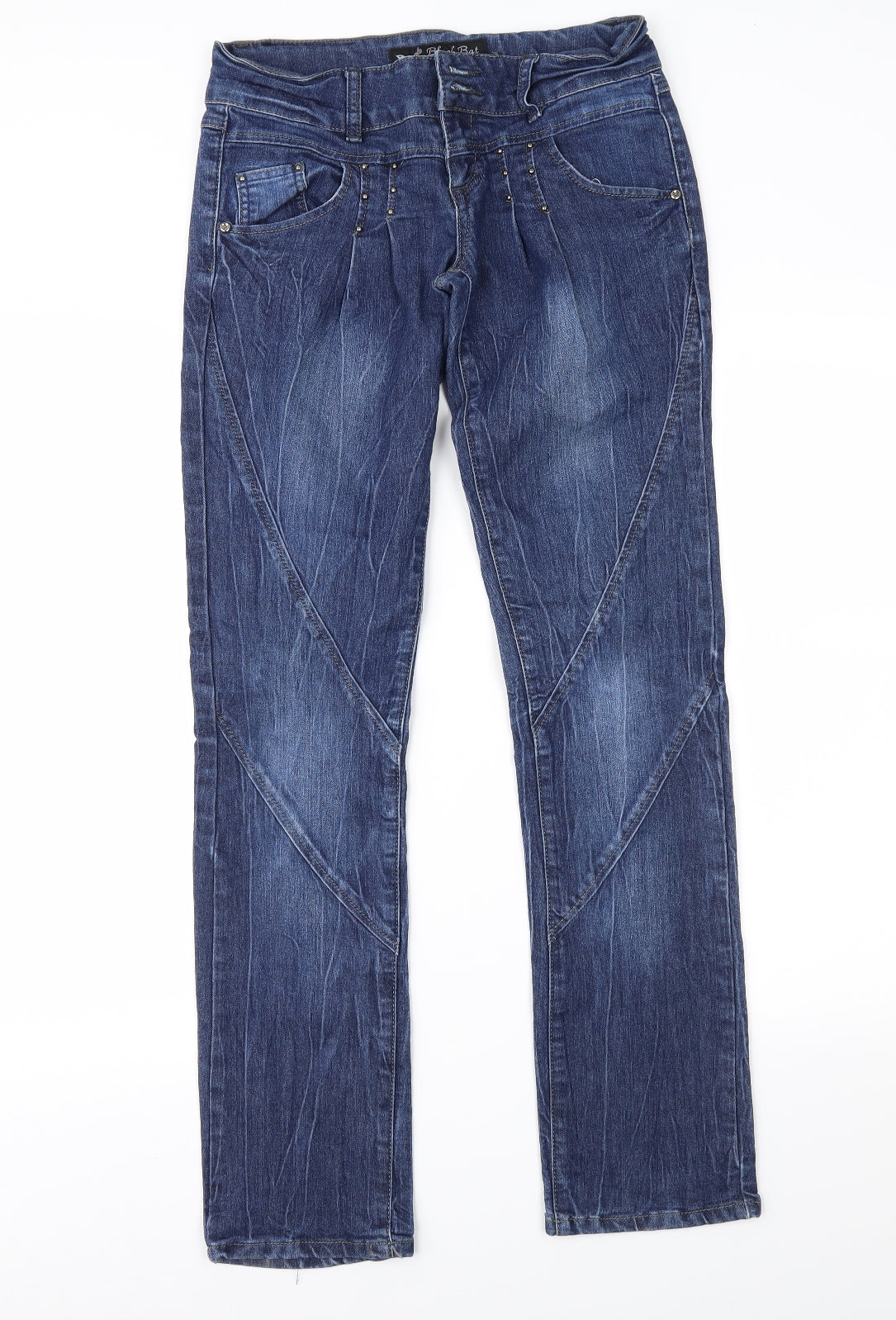 Black Bat Womens Blue  Denim Straight Jeans Size 28 in L31 in