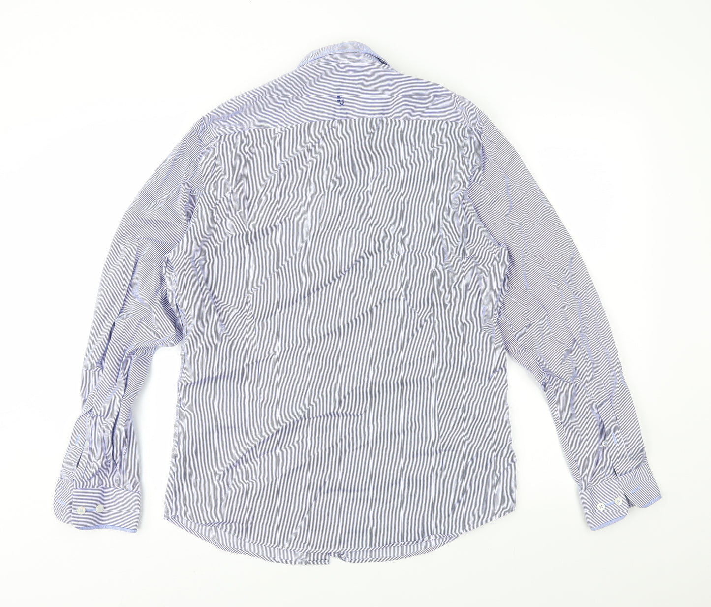 REMUS Mens Blue Striped   Button-Up Size 15.5