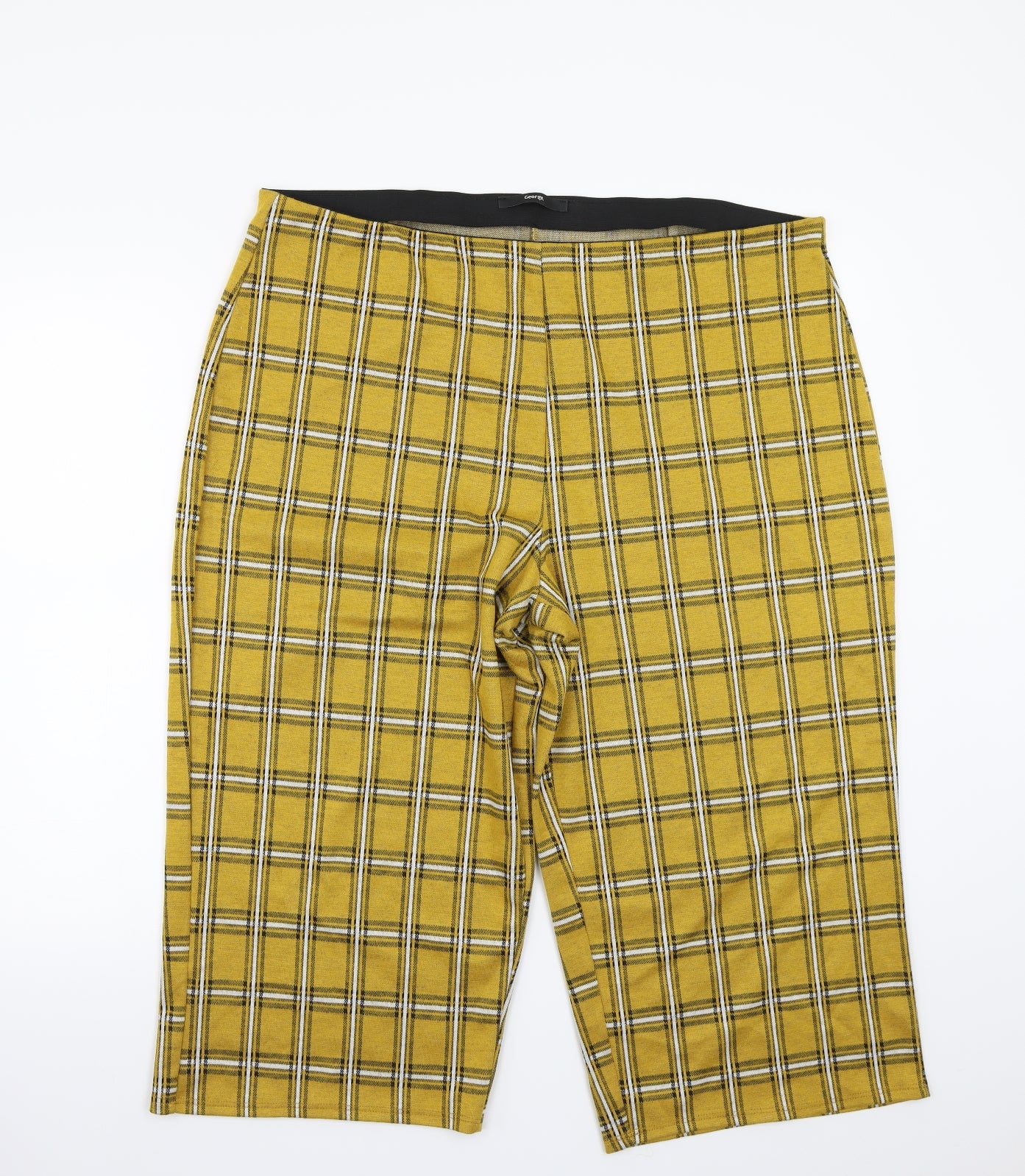 George Womens Yellow Check  Cropped Trousers Size 24