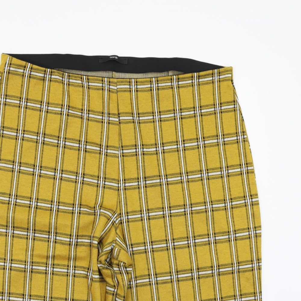 George Womens Yellow Check  Cropped Trousers Size 24