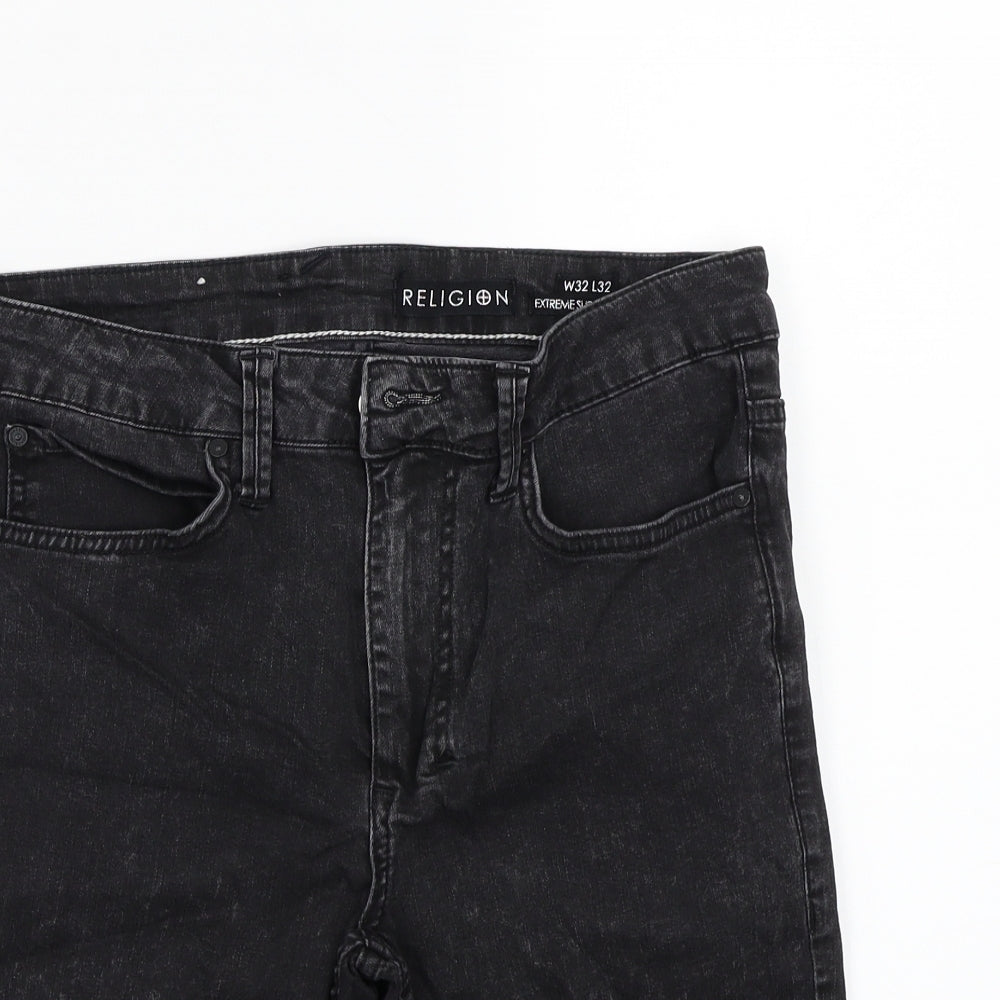 Religion Mens Black   Chino Shorts Size 32