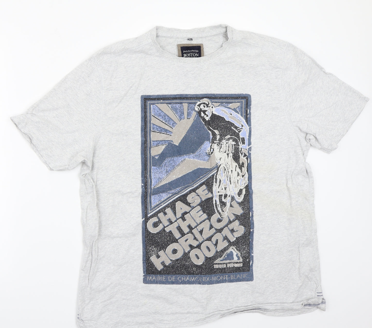 Boston crew Mens Grey    T-Shirt Size L