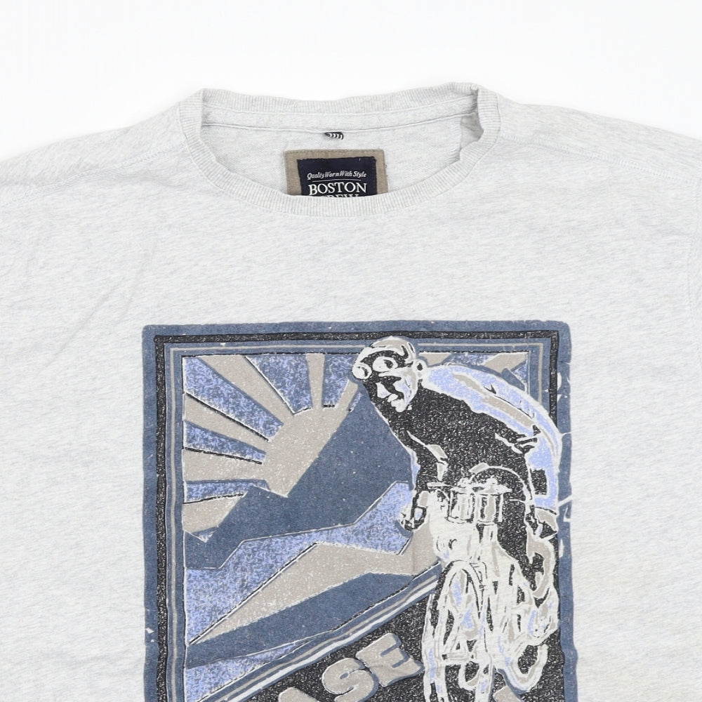 Boston crew Mens Grey    T-Shirt Size L