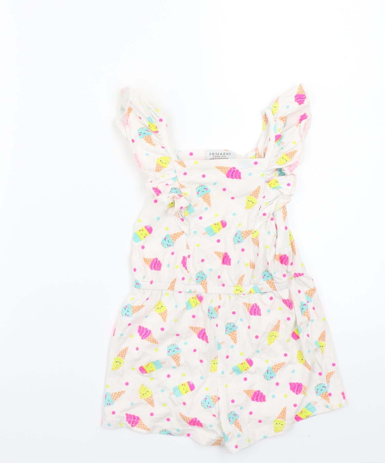 Primark Girls White   Playsuit One-Piece Size 4-5 Years