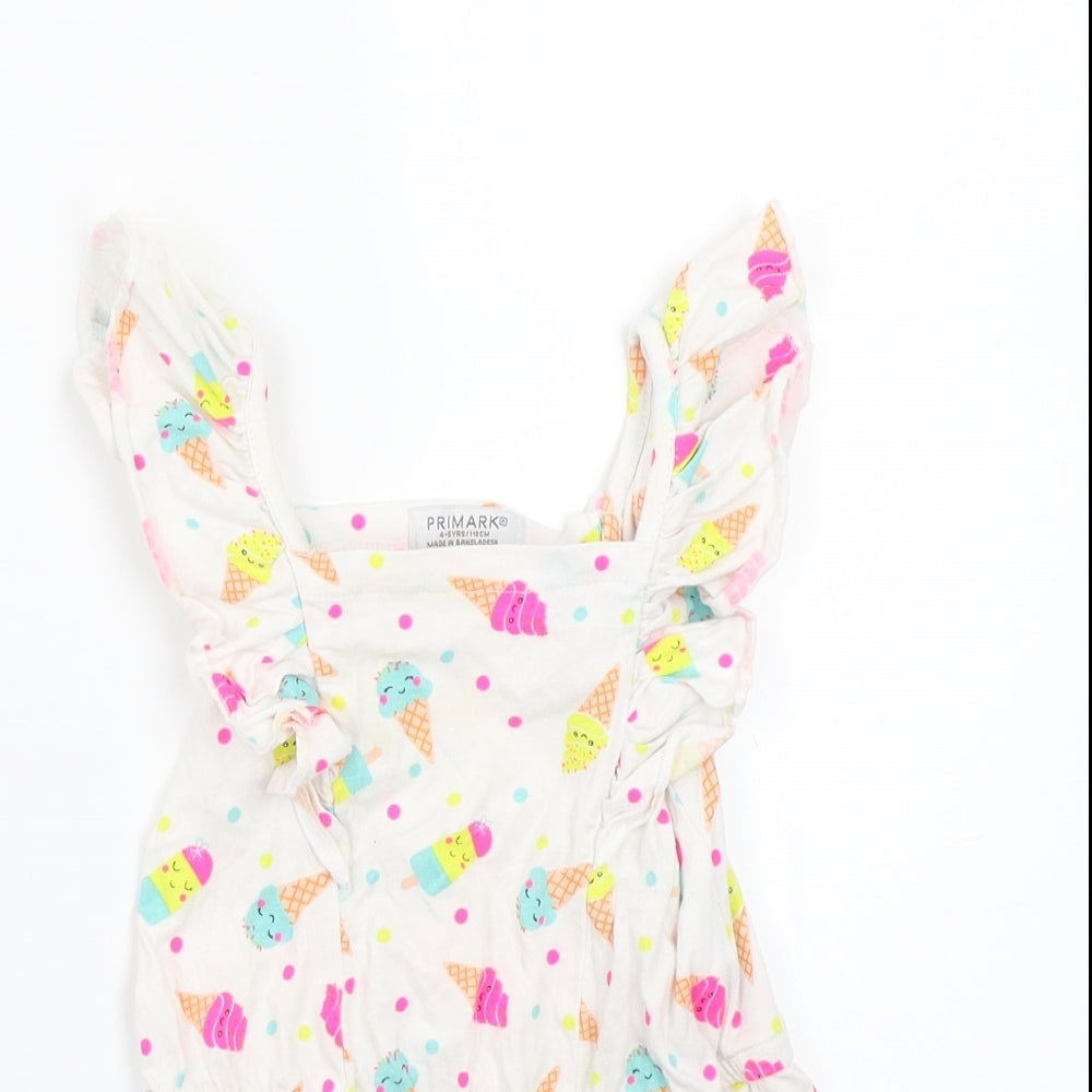 Primark Girls White   Playsuit One-Piece Size 4-5 Years