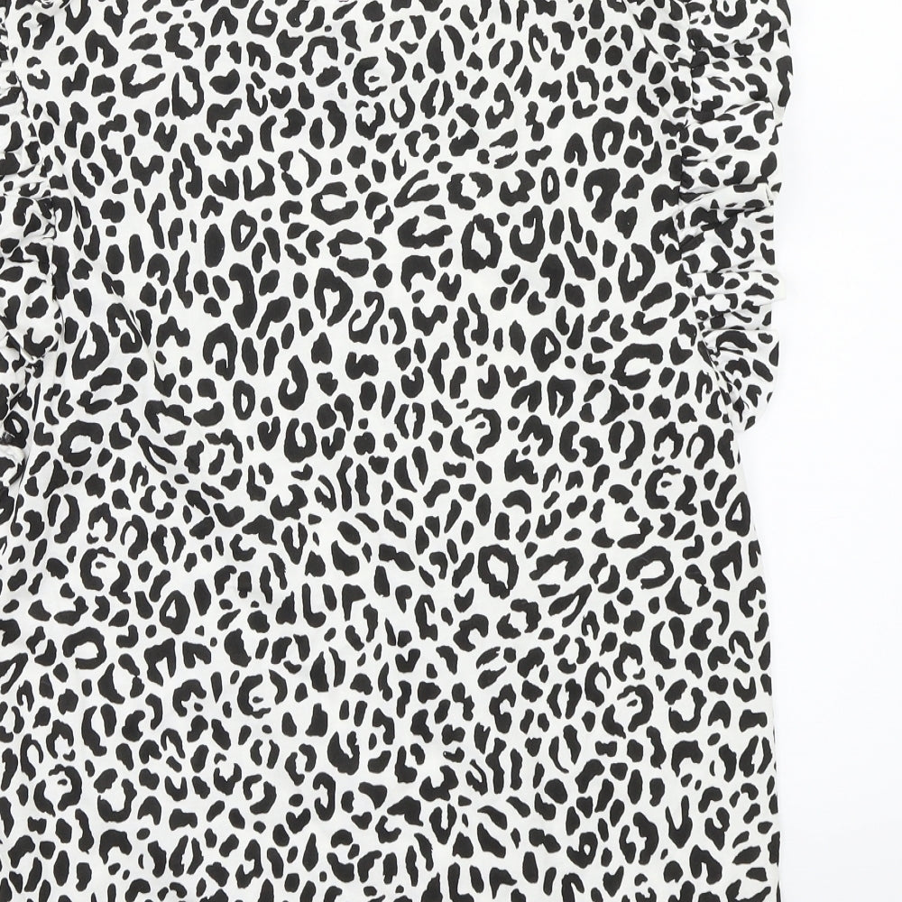 F&F Womens White Animal Print  Basic T-Shirt Size 8