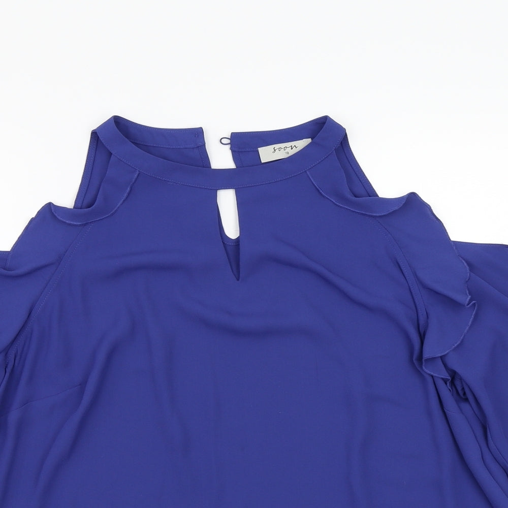 Soon Womens Blue   Basic Blouse Size 18