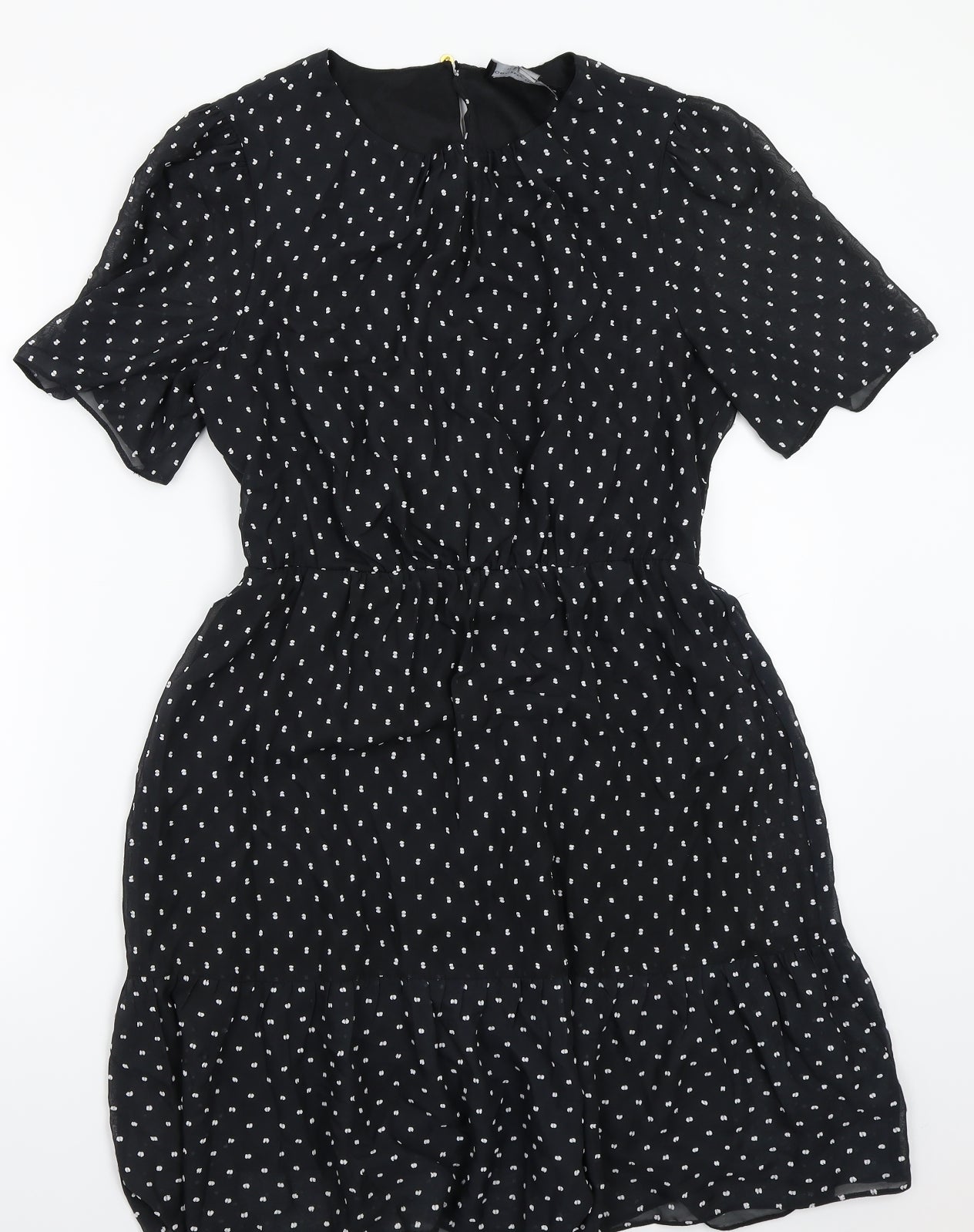 Dorothy Perkins Womens Black Polka Dot Rayon A-Line  Size 12