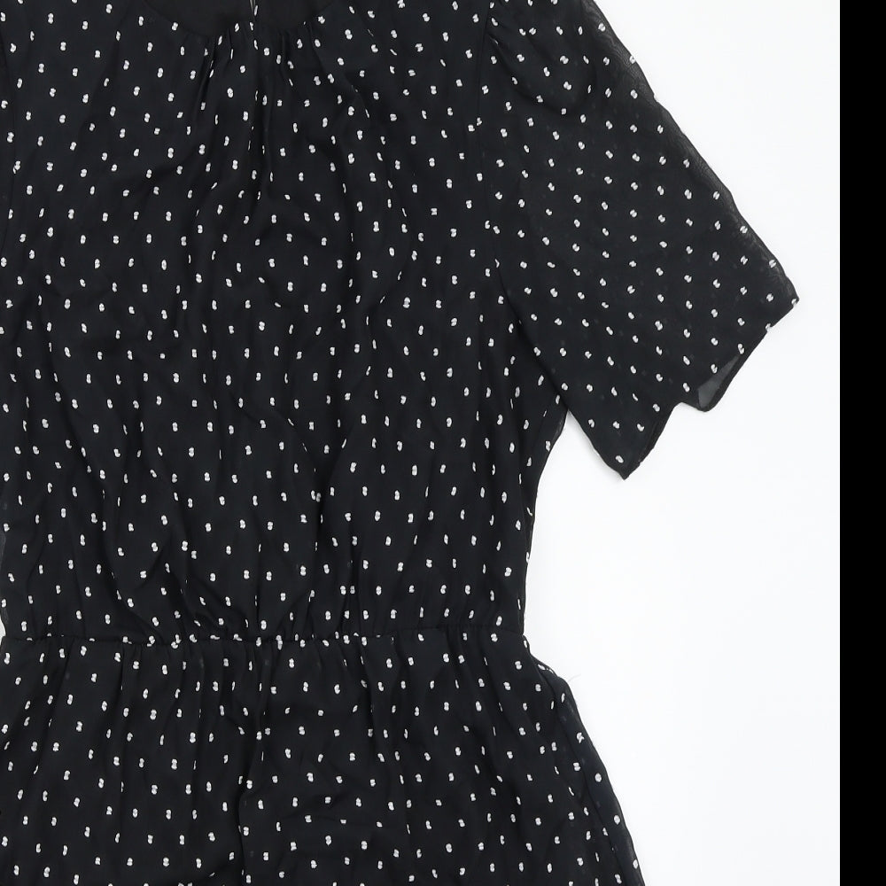 Dorothy Perkins Womens Black Polka Dot Rayon A-Line  Size 12