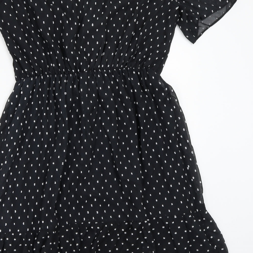 Dorothy Perkins Womens Black Polka Dot Rayon A-Line  Size 12