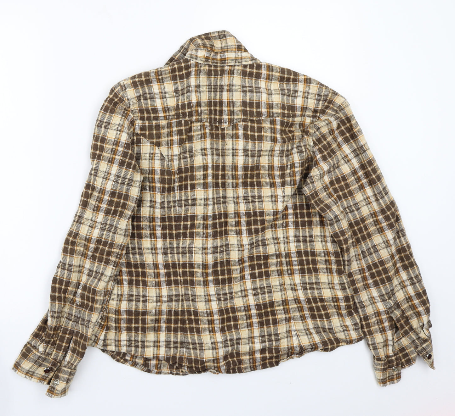 Evie Womens Brown Check  Basic Button-Up Size 16