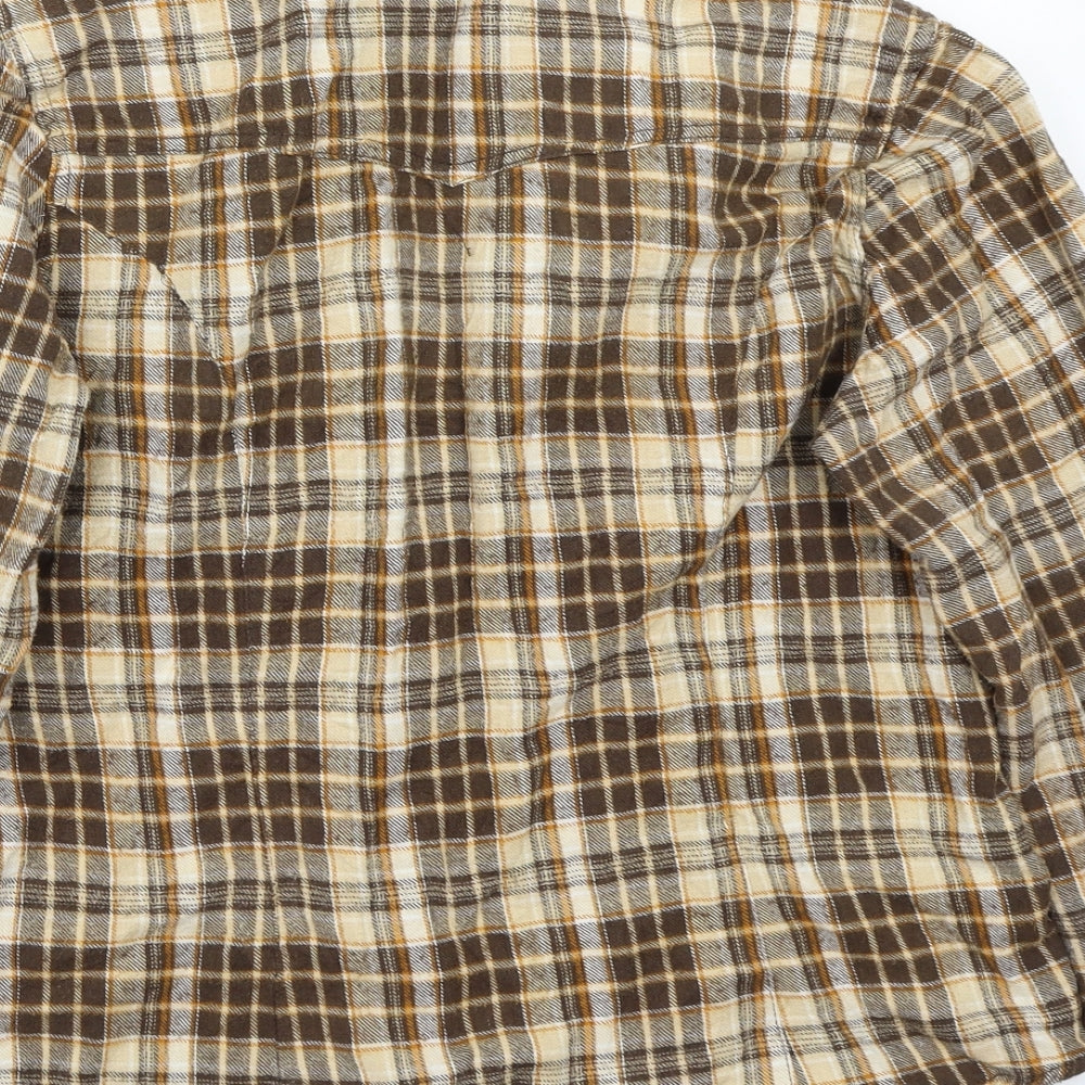 Evie Womens Brown Check  Basic Button-Up Size 16
