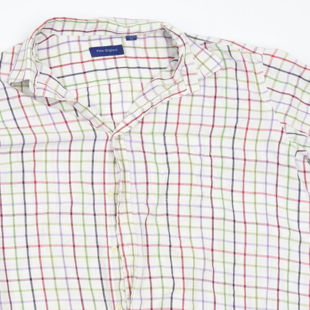 Peter england  Mens White Check   Button-Up Size 2XL