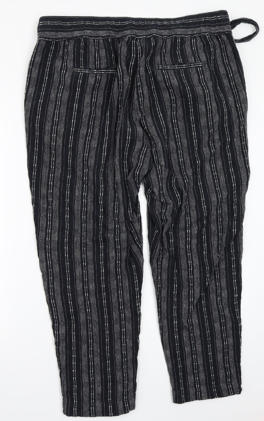 Marks and Spencer Womens Black Striped  Bloomer Trousers Size 18 L24 in