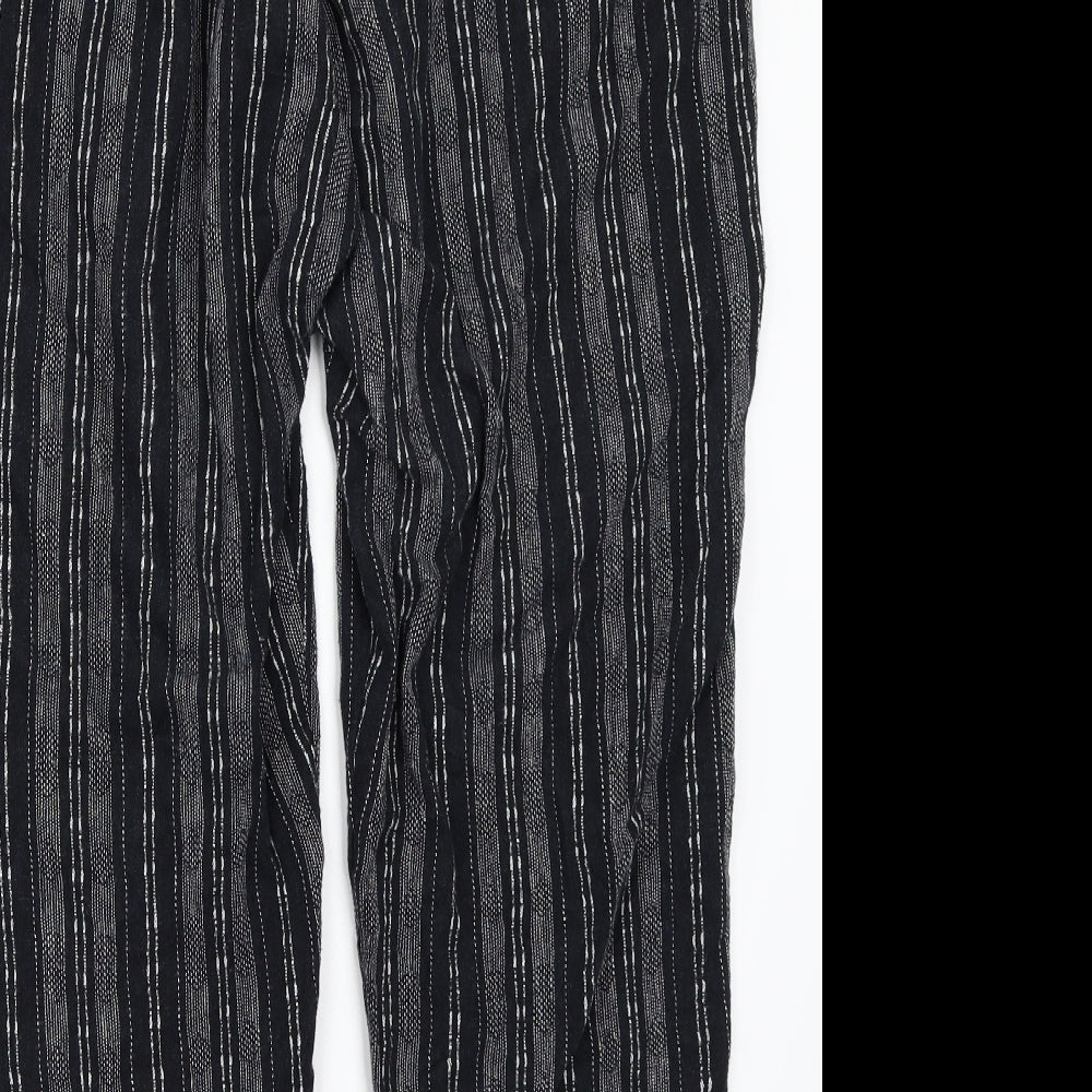 Marks and Spencer Womens Black Striped  Bloomer Trousers Size 18 L24 in