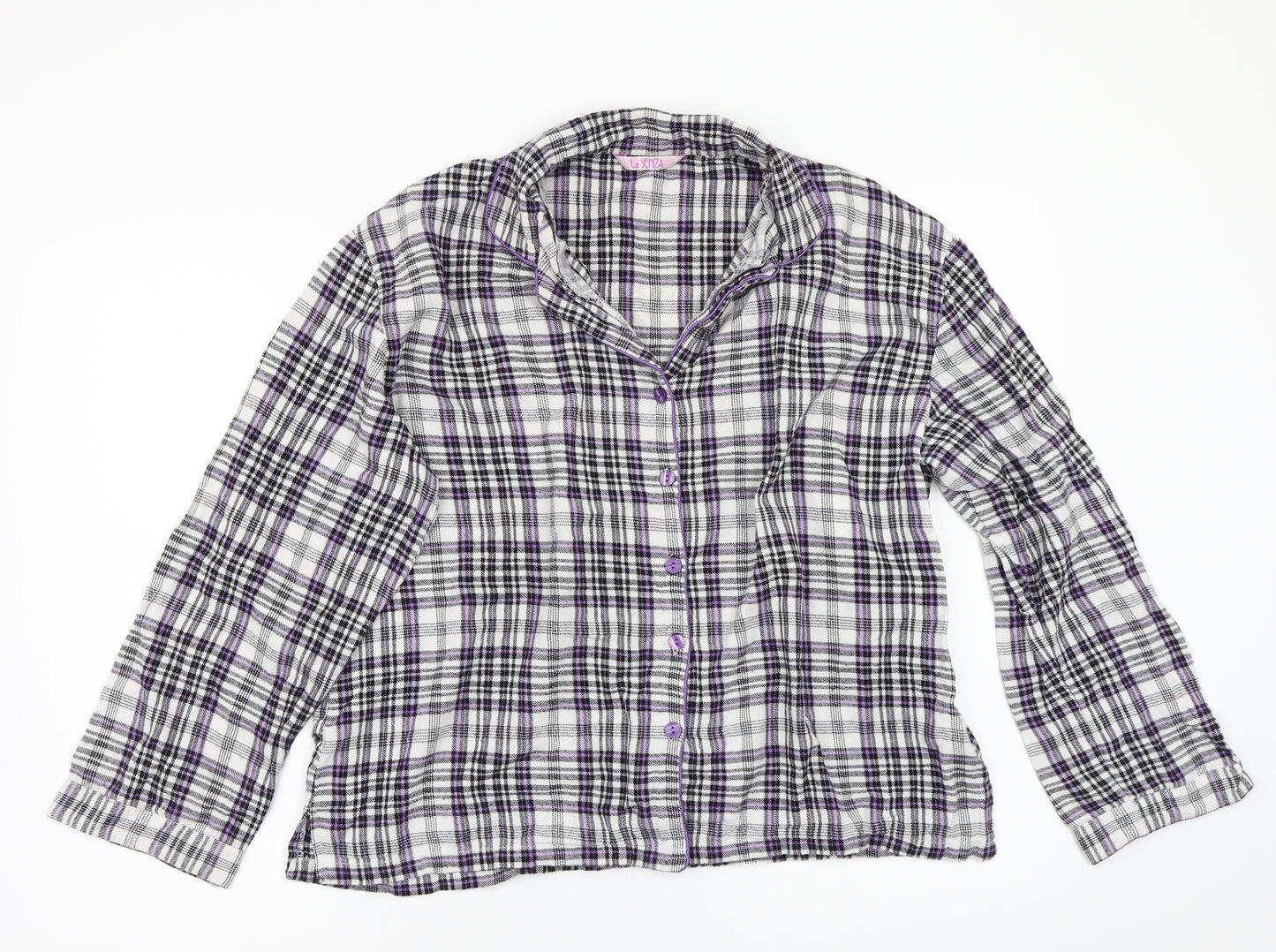 La Senza Womens White Check  Basic Button-Up Size M