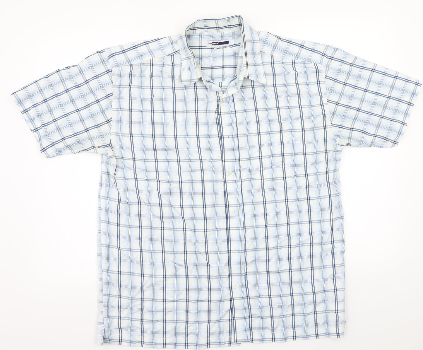 DM Merchandising Mens White Check   Button-Up Size L