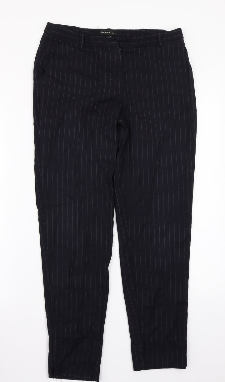 Mango Womens Black Striped Trousers Size 36 L32.5 in