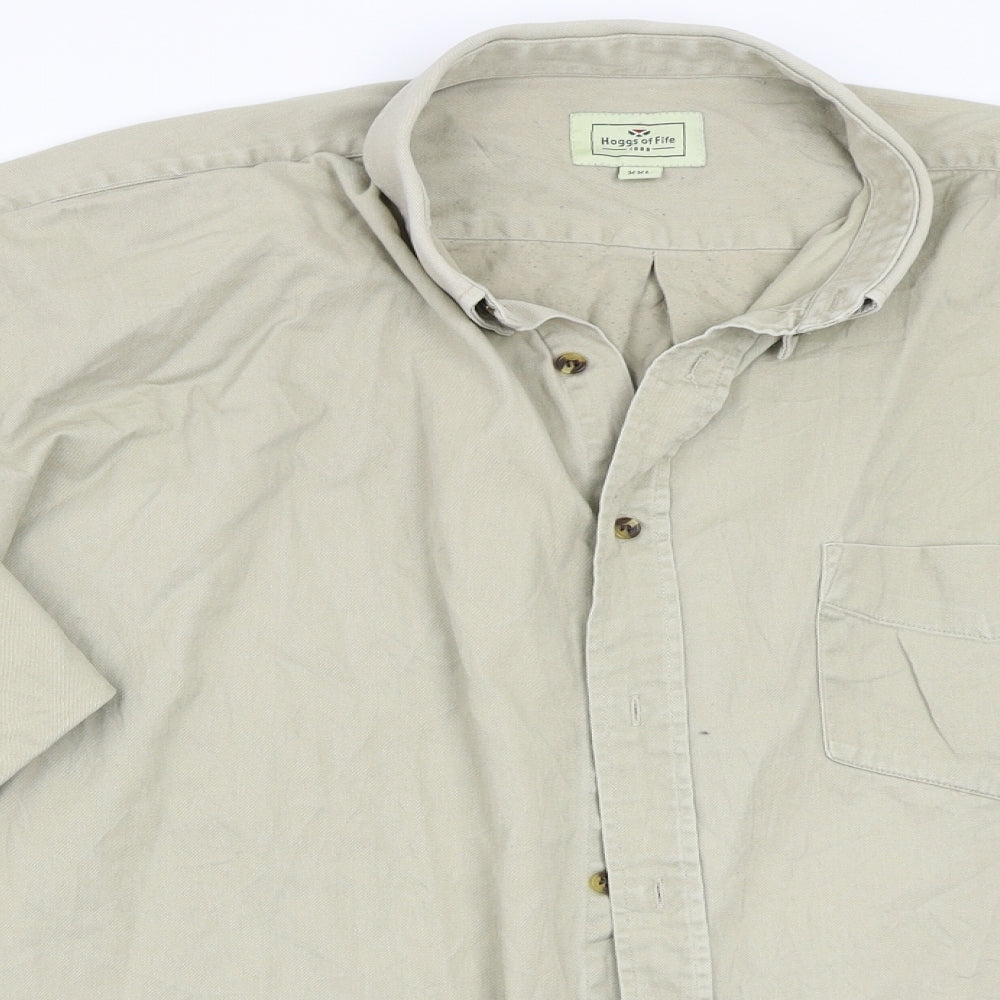 Hoggs of Fife Mens Beige    Button-Up Size 2XL